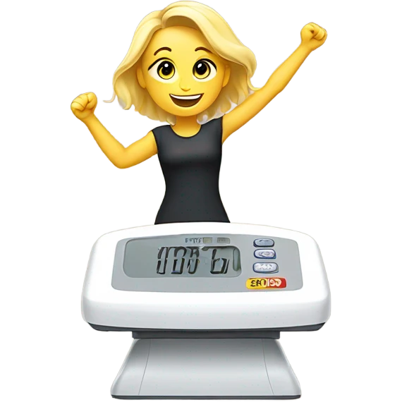 blondie loosing weight celebrating on scale emoji