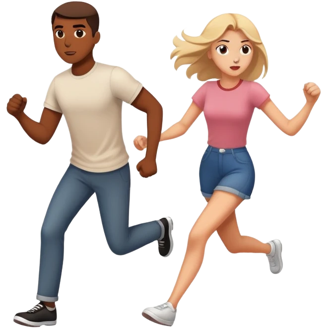 a girl chasing her boyfriend, comic style emoji