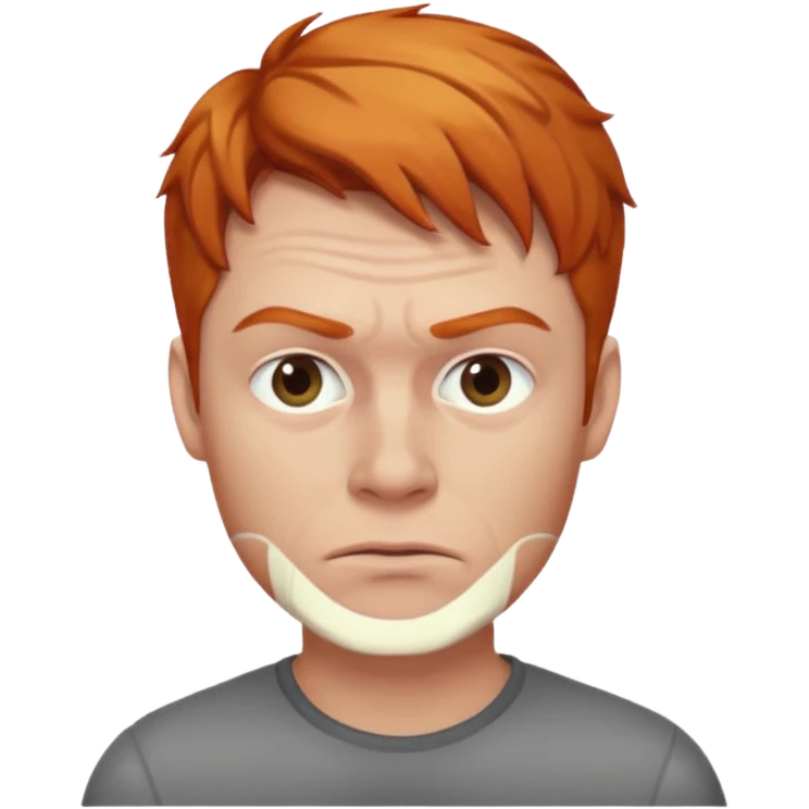 The 🤨 raised eyebrow emoji but with short ginger hair (a man) emoji