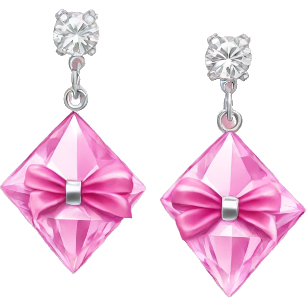 diamond earrings with a bow in pink emoji