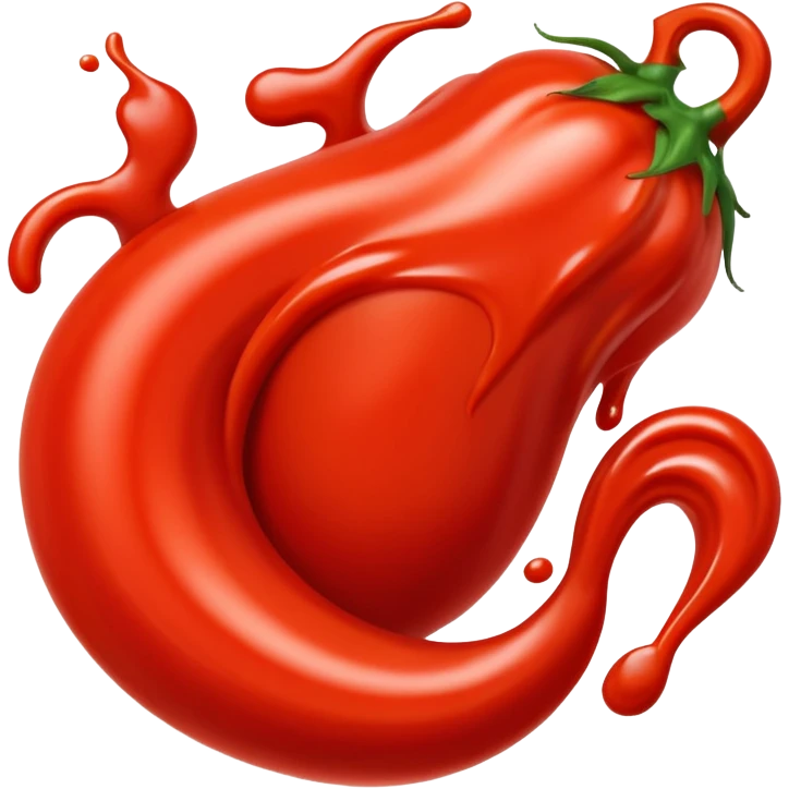 small dollop or swirl of bright red sriracha sauce with a glossy smooth surface and thick consistency, slight ridges or peaks, bold color, uniform shine, soft lighting, subtle shadows, emoji scale emoji