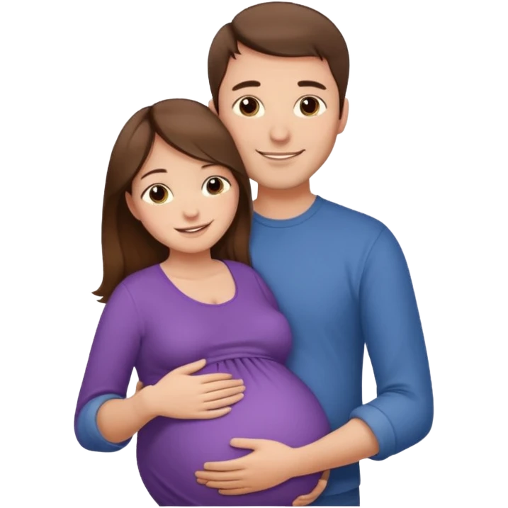 

"Man with short brown hair not reaching the nape and fair skin hugging a pregnant woman with long long brown hair and fair skin, smiling."







 emoji