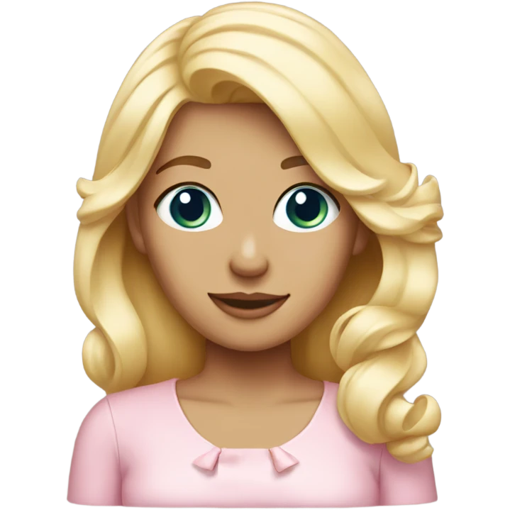 Blonde lady with light pink hairbow emoji