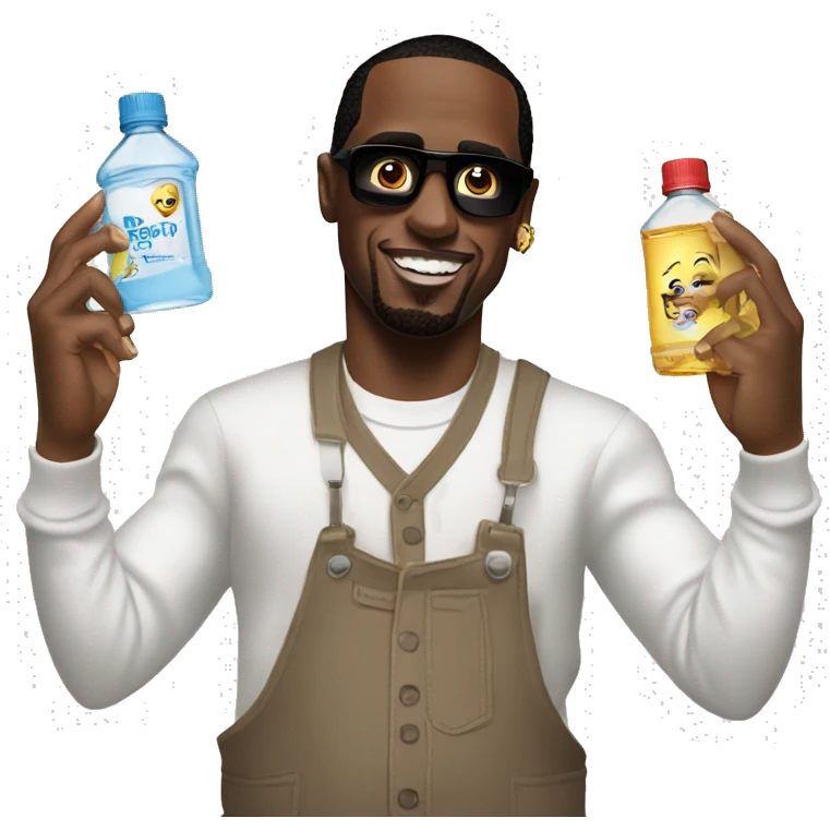 p.diddy holding 2 bottles of baby oil emoji