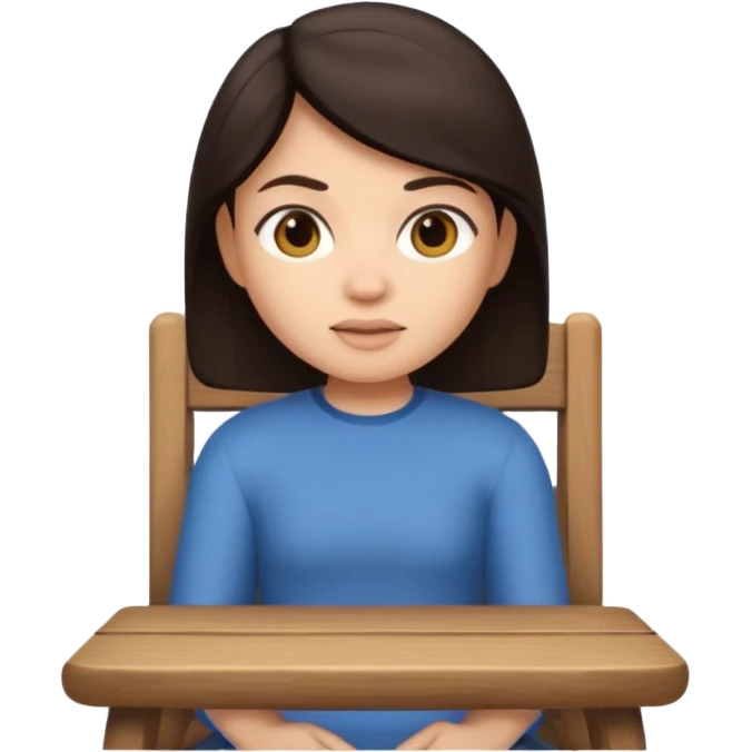 Memoji sitting on a chair from behind (pnly hair and back of the chair shown) focusing  emoji