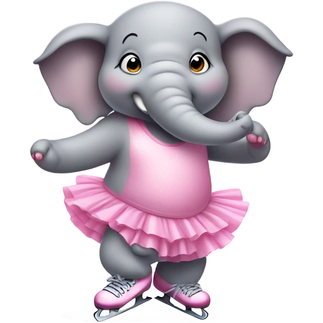 Fat elephant speed skating in a tutu emoji