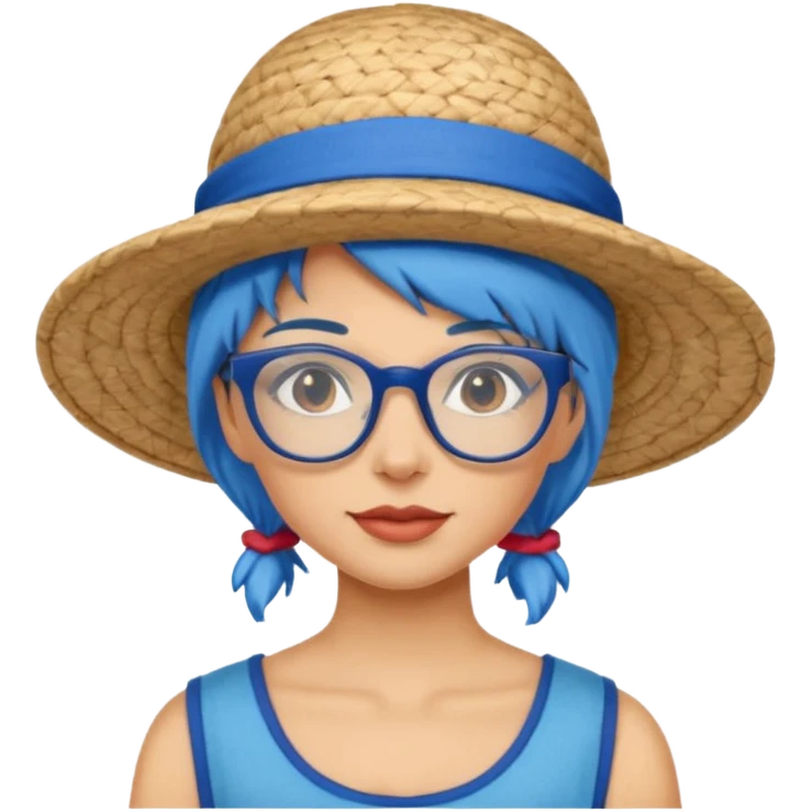 woman glassess, fat venice gondolier with iconic hat and blue hair woman emoji