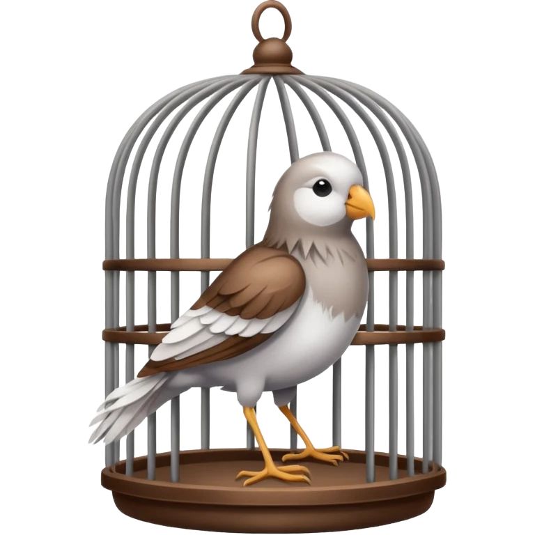 white bird in cage emoji