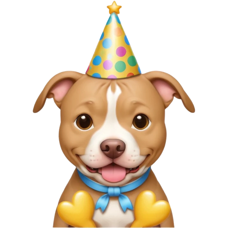 beige pitbull with birthday hat emoji