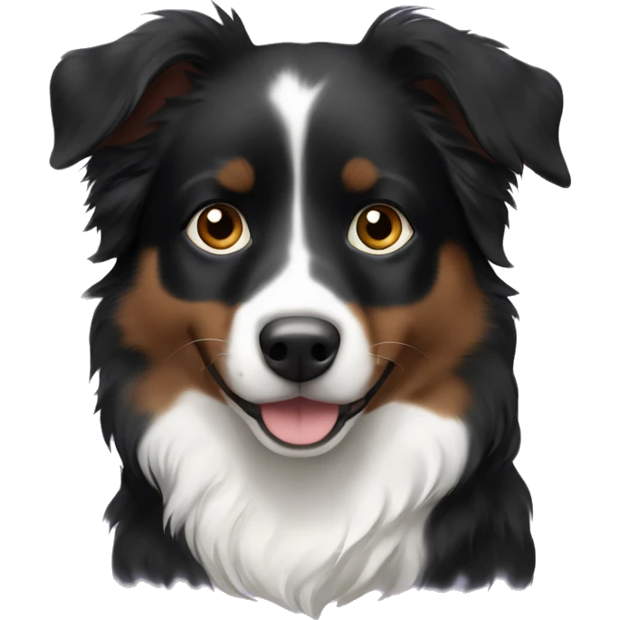 Mini black Australian shepherd with brown eyebrows small amounts of white emoji