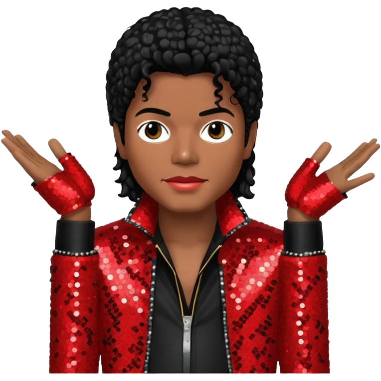 Michael Jackson with black hair, red sequin jacket, black shirt emoji