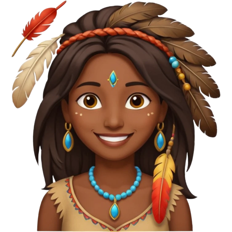 female indian with one feather in hair emoji