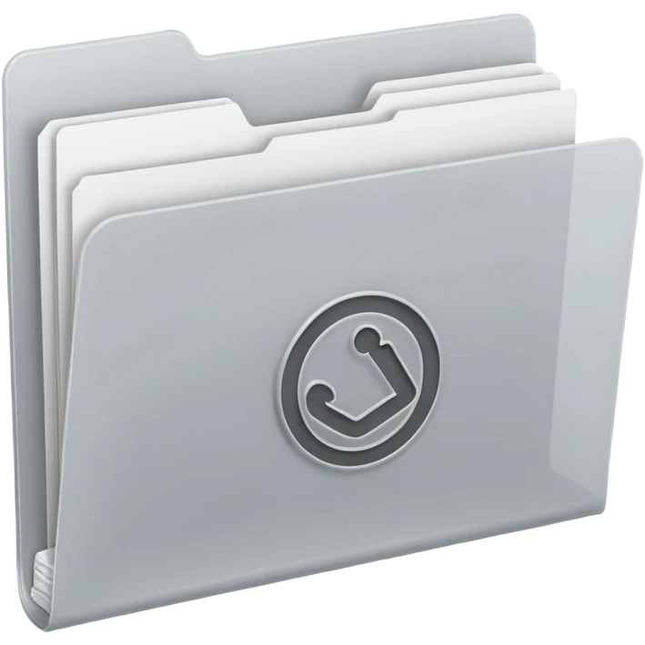 A minimal emoji-style icon of this frosted light-gray plastic folder with elastic closure, closed, with a small clean tax/forms symbol on the front (stacked papers or checklist icon), subtle shading, and a neutral, administrative, organized vibe. emoji
