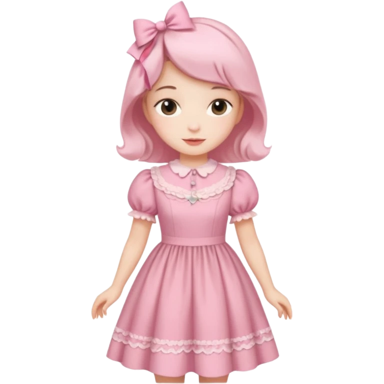 Cottagecore style ultra cute vintage material pink dress emoji