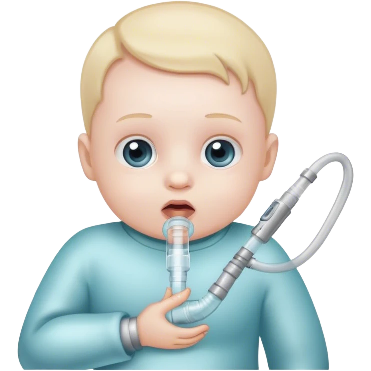 bebe com tubo para respirar emoji