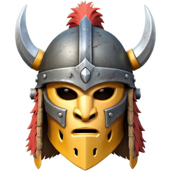 barbarian helmet object icon, rough metal helmet, fur details, leather straps, battle-worn scratches, fantasy style, 3D cartoon, mobile game icon style, centered, clean background, soft shadow, no text, no watermark

 emoji
