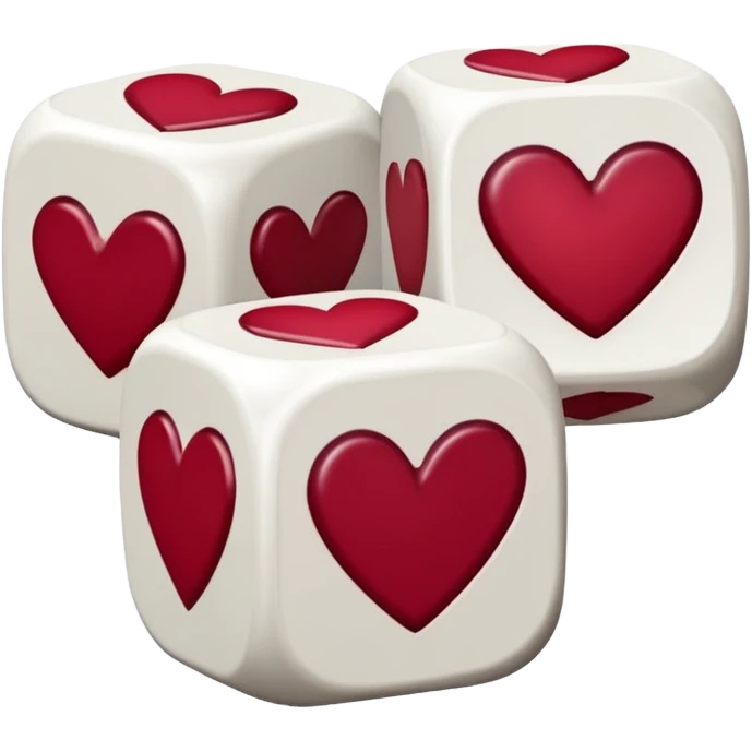 two dices in with burgundy red heart details emoji