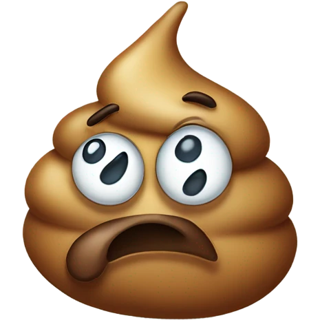 Poop with sad face emoji