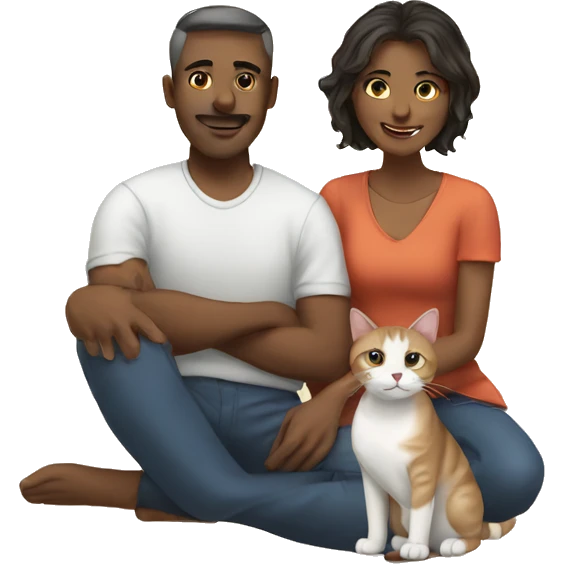 A couple and their cat emoji