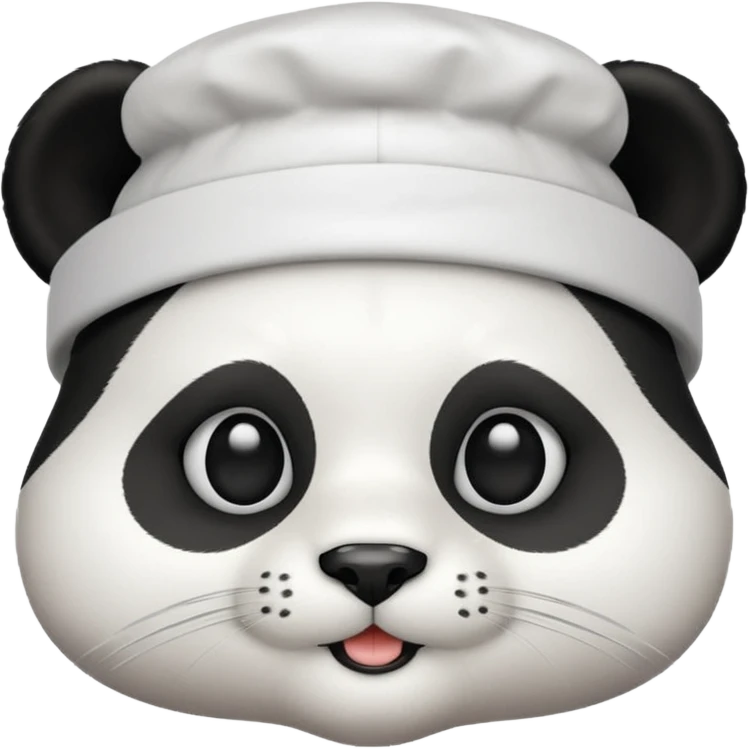 cute panda cat head with white cook hat emoji