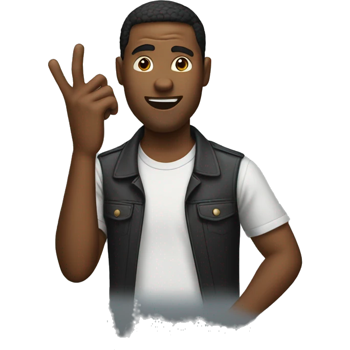 Guy doing finger guns emoji