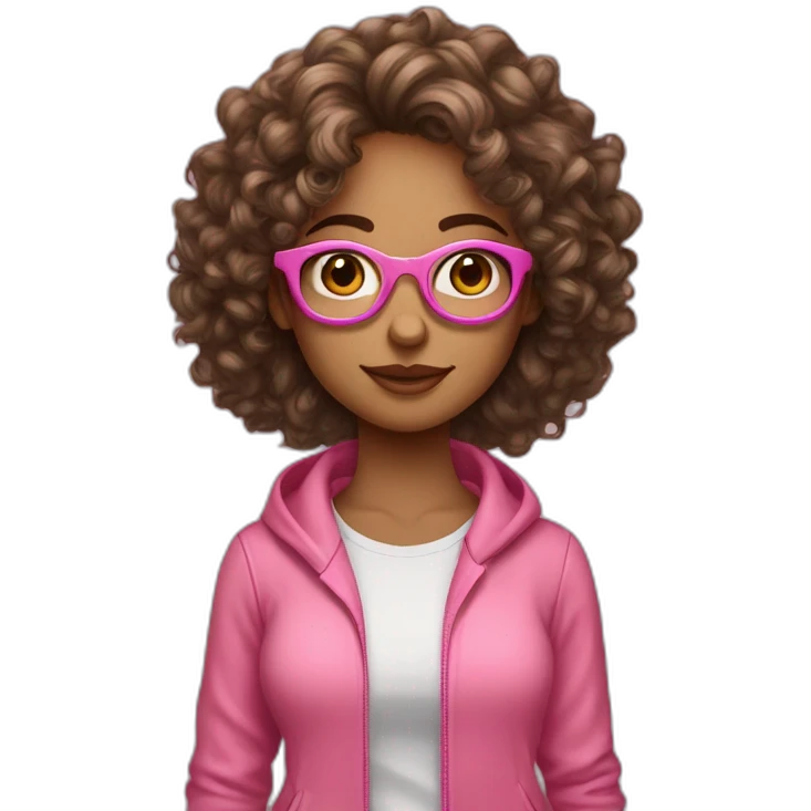 UX designer girl pink clothes curly hair white skin emoji