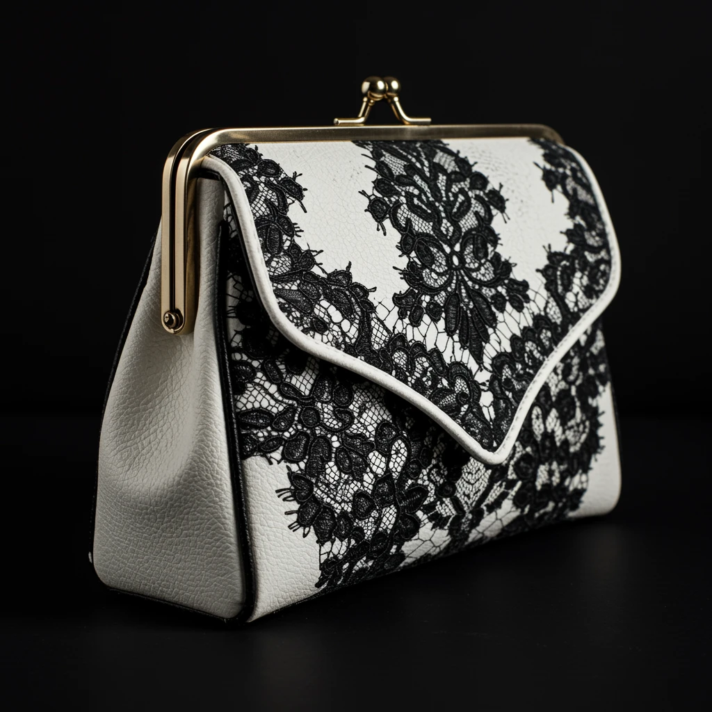 Back white gothic purse without background emoji
