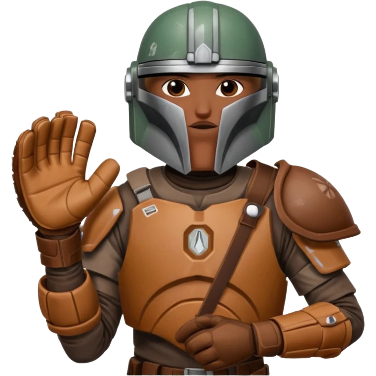 Mandalorian with a Catcher's mitt emoji