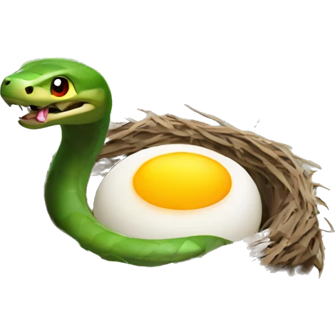 Snake eating eggs in a bird nest emoji