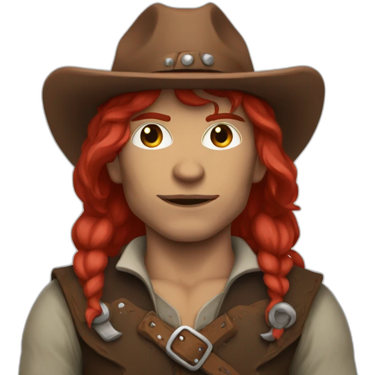 Cowboy half elf half orc with red hair emoji