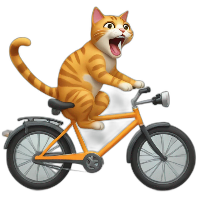 Cat on a bike yawning emoji