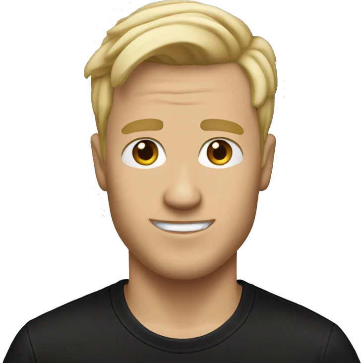 blonde man in black Vans shirt emoji
