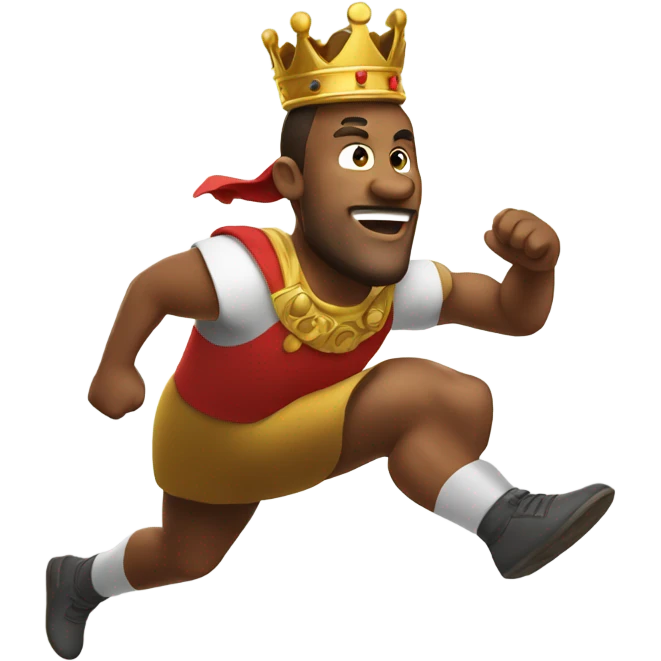 King running fast with crown emoji