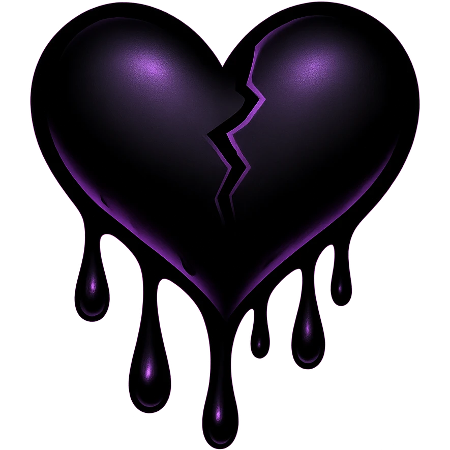 emo style black and purple bleeding heart emoji