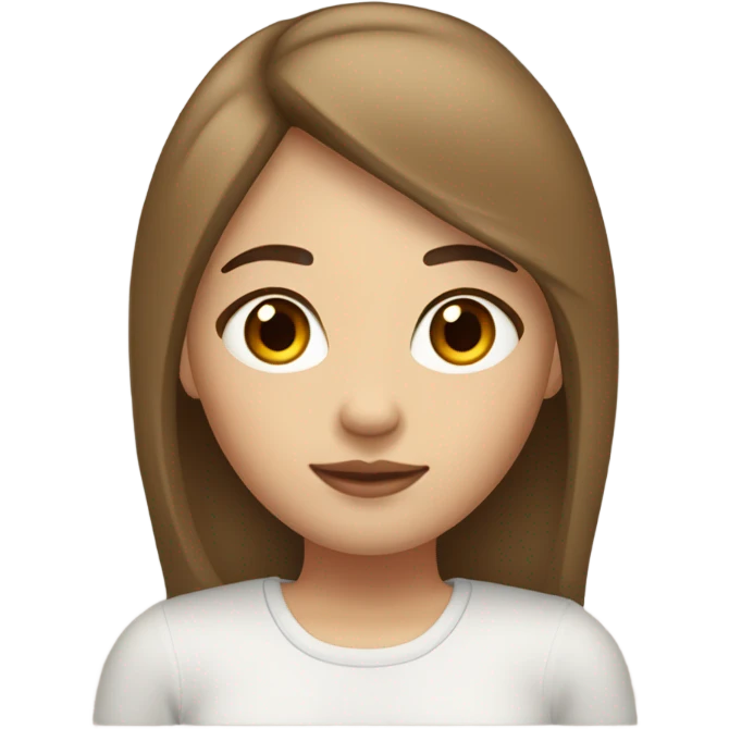 Light skinned girl with brown volumized straight hair, arched brows and asian eyes. Warm toned make update emoji