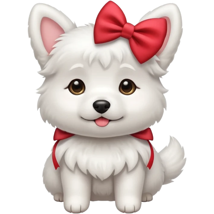 cute white dog with a bow emoji