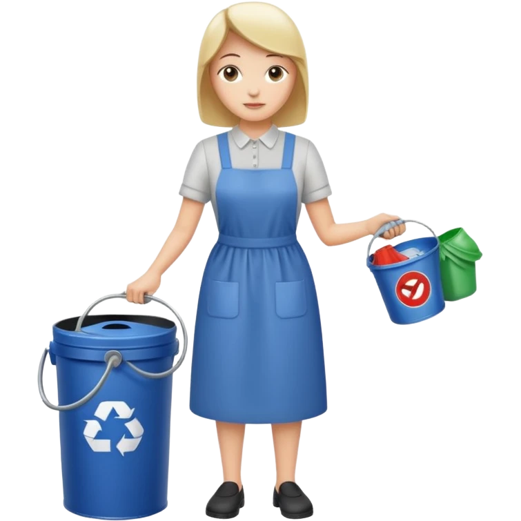 full side body housekeeper put the trash in can emoji