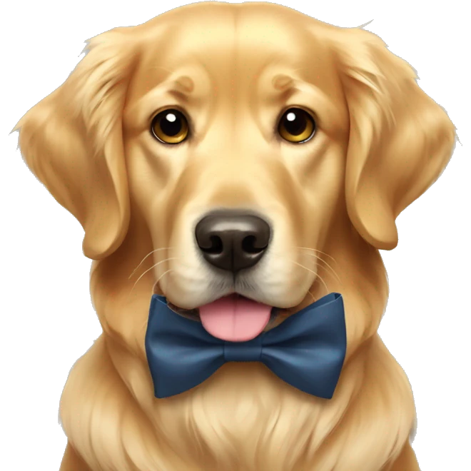 Golden retriever with bow tie emoji