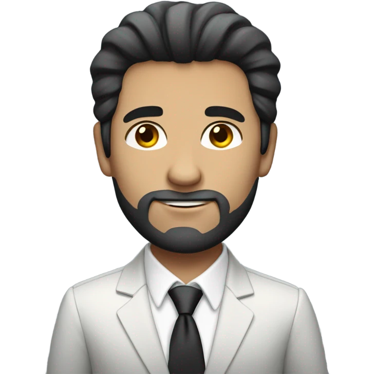 caucasian businessman black fluffy straight hair emoji
