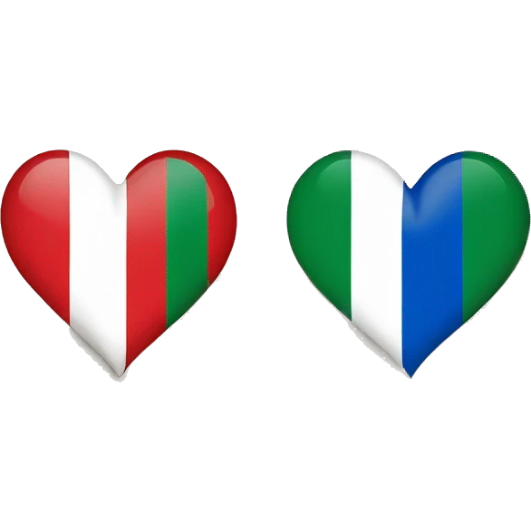 Russian and Italian flag in a heart emoji
