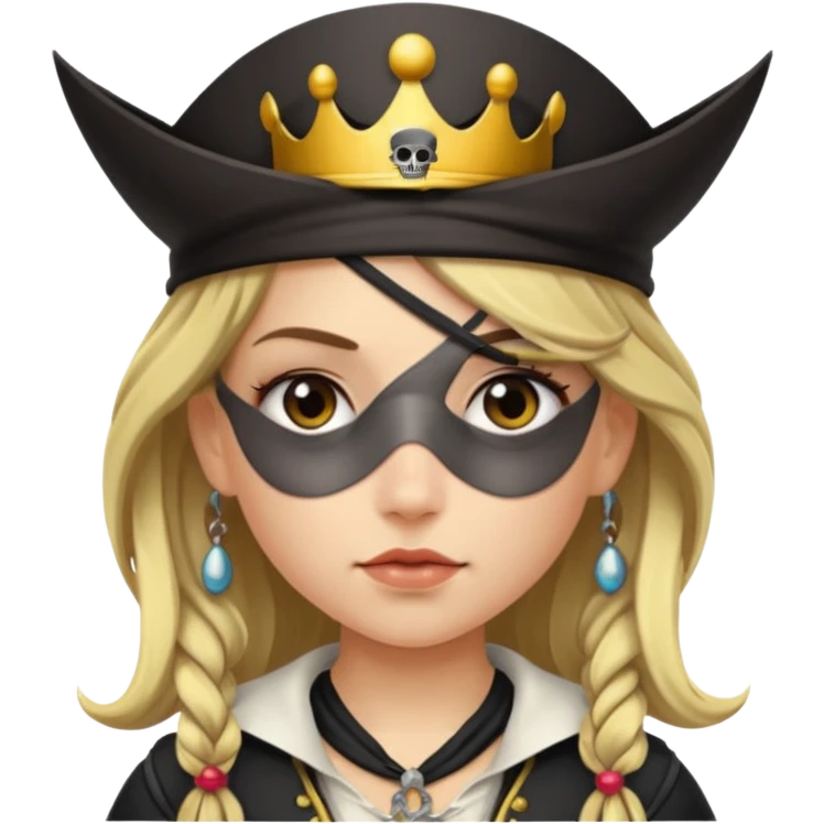 pirate girl with an eyepatch and a crown emoji