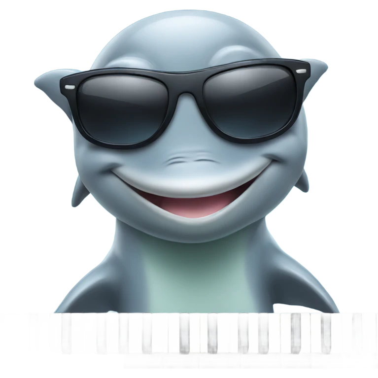 Dolphin with sunglasses playing the keyboard  emoji