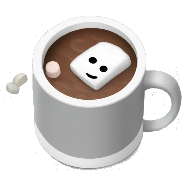 Grey mug with marshmallows and hot chocolate  emoji