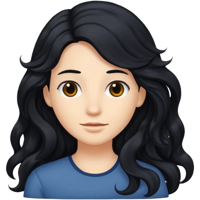 Long wavy hair black emoji