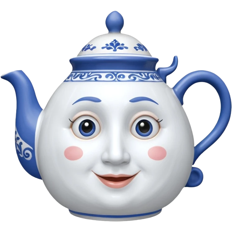 A character from the fairy tale Beauty and the Beast: Mrs. Potts, the middle-aged lady (around 40 years old) who was turned into a teapot. She retains the teapot's original form, with an anthropomorphic face on the teapot. emoji