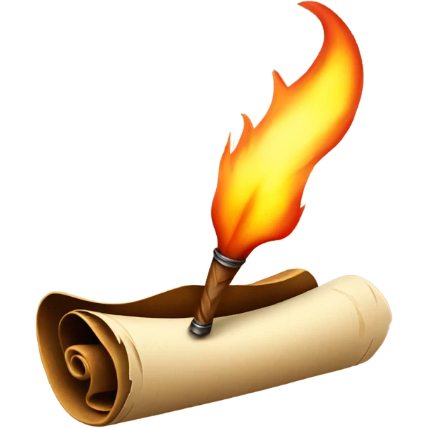 quill that's on fire writing on a scroll emoji