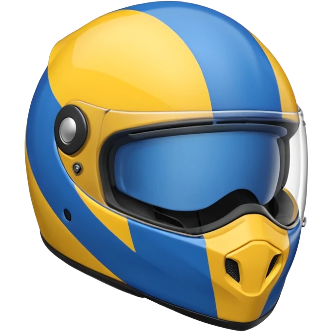 emoji capacete de moto azul (use a cor no HEX/HTML #1440FF) e com detalhes amarelo (use a cor no HEX/HTML #FFA814), com maior predominância no azul  emoji