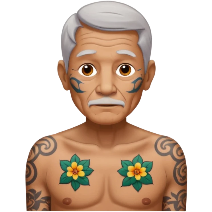 elderly man with body and face tattos emoji