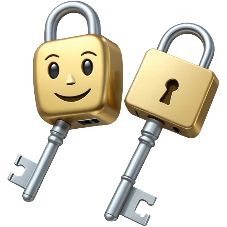 Cartoon walking key and lock  emoji