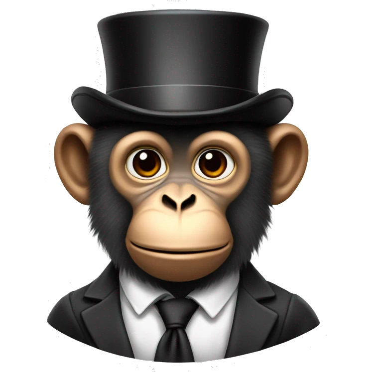 realistic monkey with tophat emoji